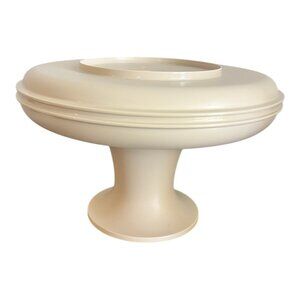 Vtg Tupperware 1531 Almond 3-Piece Pedestal Cake Stand & Chip Dip Set 7" T 10" W